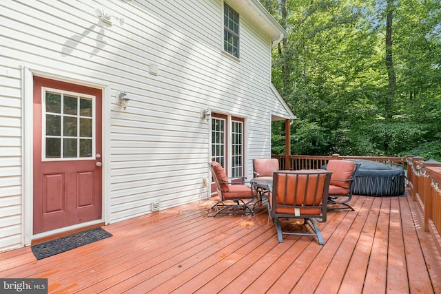 102 Oak Knoll Pl, Bumpass, VA 23024 - wooden terrace with outdoor dining space