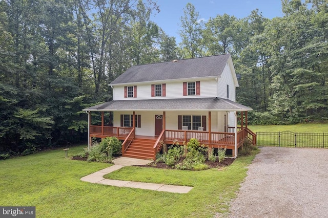 102 Oak Knoll Pl, Bumpass, VA 23024 - farmhouse with a porch, stairway, and a gate