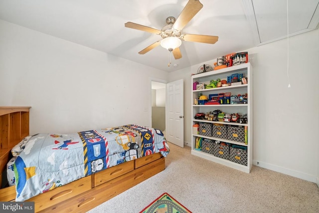 102 Oak Knoll Pl, Bumpass, VA 23024 - carpeted bedroom with attic access and a ceiling fan