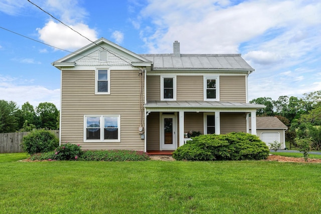 199 Hermitage Rd, Staunton, VA 24401 - view of front of home featuring covered porch, metal roof, a chimney, and a standing seam roof
