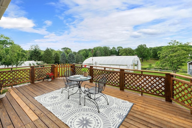 199 Hermitage Rd, Staunton, VA 24401 - wooden terrace with an exterior structure and an outbuilding