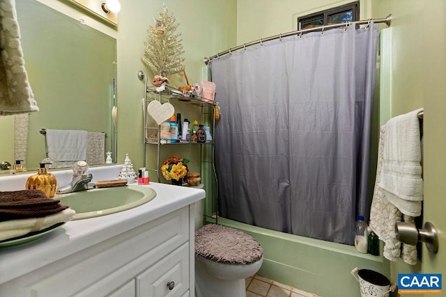 127 Blackrock Cir, Roseland, VA 22967 - bathroom featuring vanity, tile patterned floors, and shower / bath combo with shower curtain