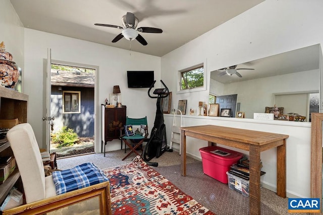 127 Blackrock Cir, Roseland, VA 22967 - carpeted living area featuring a ceiling fan and baseboards