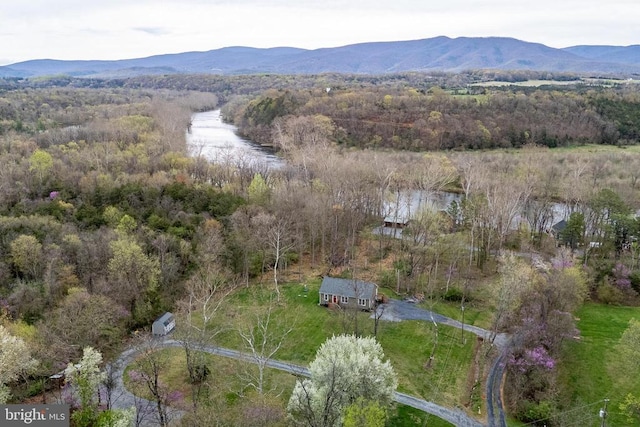 147 Fishermans Ln, Luray, VA 22835 - bird's eye view of a water and mountain view and a heavily wooded area