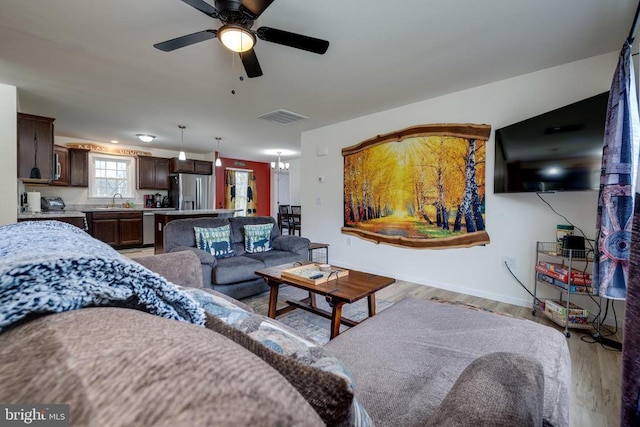 147 Fishermans Ln, Luray, VA 22835 - living area featuring light wood-style flooring and ceiling fan