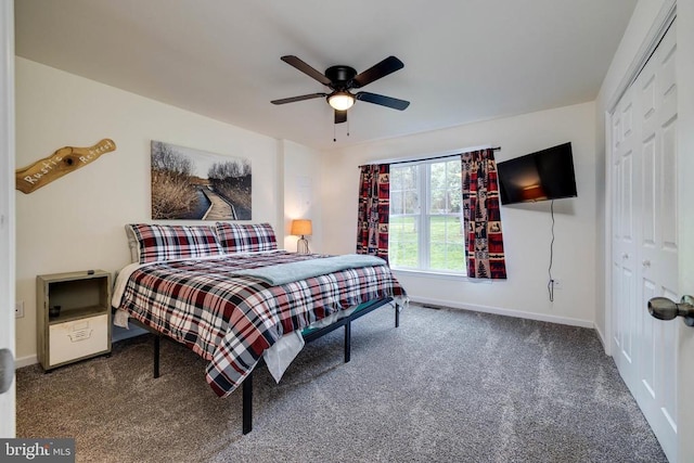 147 Fishermans Ln, Luray, VA 22835 - carpeted bedroom featuring baseboards, a closet, and ceiling fan