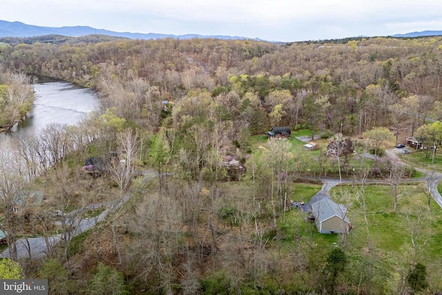 147 Fishermans Ln, Luray, VA 22835 - aerial view of a heavily wooded area and a water and mountain view