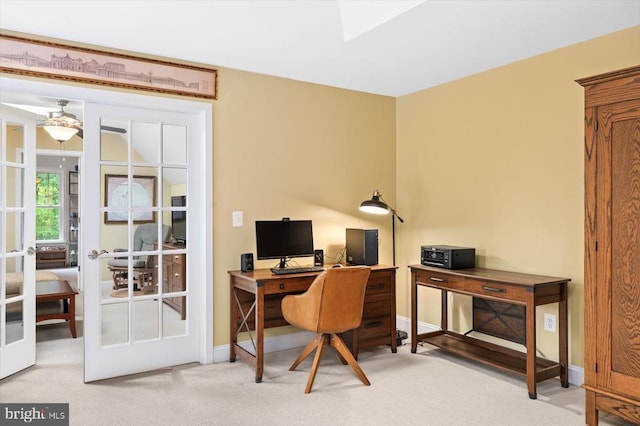 9937 Talley Rd, Spotsylvania, VA 22553 - office space featuring carpet, ceiling fan, and french doors