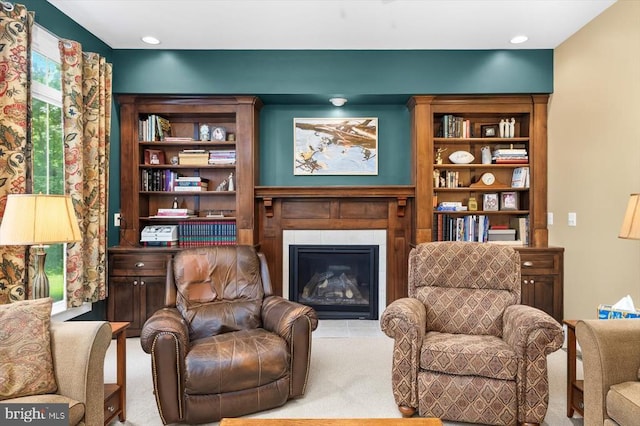 9937 Talley Rd, Spotsylvania, VA 22553 - living area with a tiled fireplace, carpet flooring, and recessed lighting