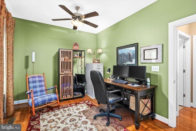 9937 Talley Rd, Spotsylvania, VA 22553 - office area featuring a ceiling fan and wood finished floors