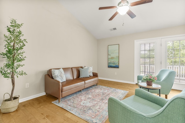 21 Upland Ct, Stuarts Draft, VA 24477 - living area featuring lofted ceiling, light wood-type flooring, and ceiling fan