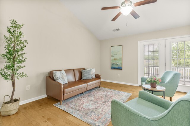 21 Upland Ct, Stuarts Draft, VA 24477 - living area featuring lofted ceiling, light wood-type flooring, and ceiling fan