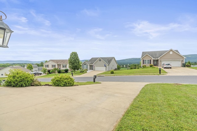 21 Upland Ct, Stuarts Draft, VA 24477 - view of grassy yard with concrete driveway, a residential view, and an attached garage