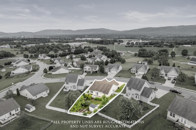 21 Upland Ct, Stuarts Draft, VA 24477 - aerial perspective of suburban area with a mountainous background and property parcel outlined