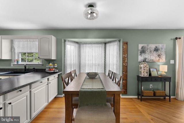  - dining space with light wood finished floors