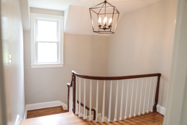 844 Lyndhurst Rd, Waynesboro, VA 22980 - stairs featuring a chandelier and wood finished floors