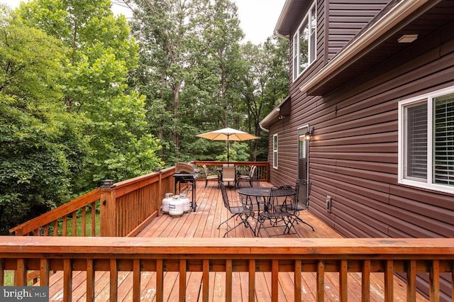159 Park View Ln, Shenandoah, VA 22849 - wooden terrace featuring outdoor dining space and a grill