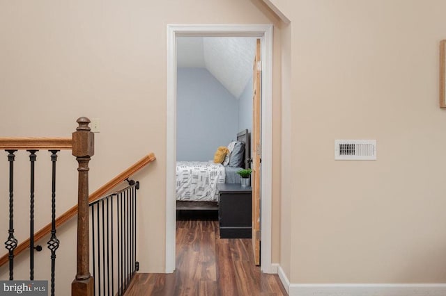 159 Park View Ln, Shenandoah, VA 22849 - hall featuring an upstairs landing, wood finished floors, and lofted ceiling