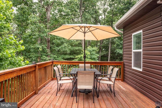 159 Park View Ln, Shenandoah, VA 22849 - deck featuring outdoor dining space and view of scattered trees
