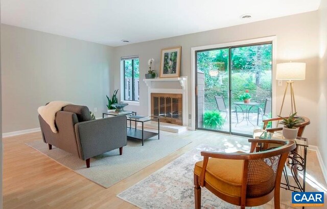 943 Southampton Dr, Charlottesville, VA 22901 - living room featuring wood finished floors and a glass covered fireplace