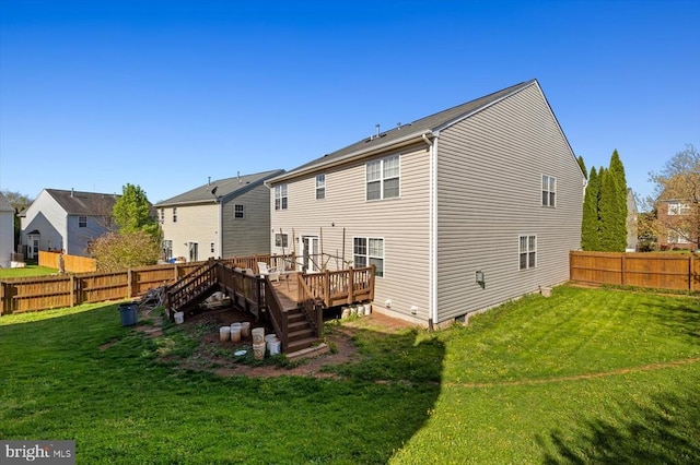 1745 Finley Dr, Culpeper, VA 22701 - rear view of property with a fenced backyard, a wooden deck, stairway, and a residential view
