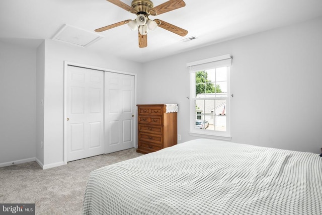 11611 Hampshire Ct, Fredericksburg, VA 22407 - carpeted bedroom with a closet, attic access, and ceiling fan