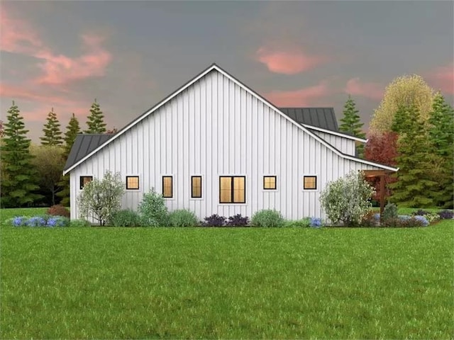 141 Birdsong Ln, Buena Vista, VA 24416 - view of side of home featuring metal roof, a lawn, and board and batten siding