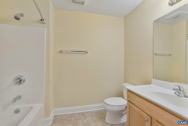 75 Cottage Ct, Zion Crossroads, VA 22942 - full bathroom featuring tile patterned flooring, toilet, vanity, shower / bathtub combination, and baseboards