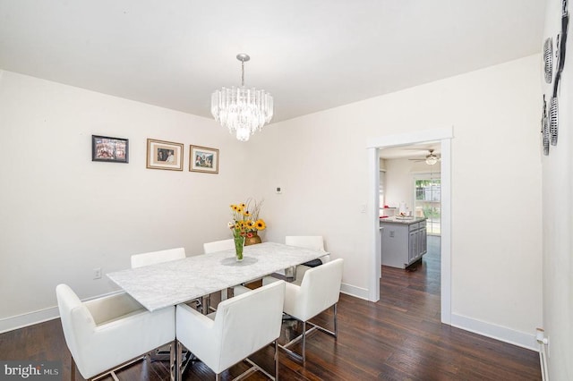 8806 Commons Cir, Spotsylvania, VA 22553 - dining space featuring a chandelier and dark wood-type flooring