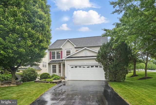 538 Colony Ct, Warrenton, VA 20186 - traditional-style house with driveway, an attached garage, a front yard, and a standing seam roof