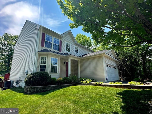 538 Colony Ct, Warrenton, VA 20186 - view of front of home with a garage, a front yard, and cooling unit