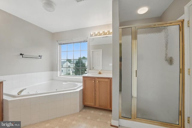 538 Colony Ct, Warrenton, VA 20186 - bathroom featuring vanity, a shower stall, and a whirlpool tub