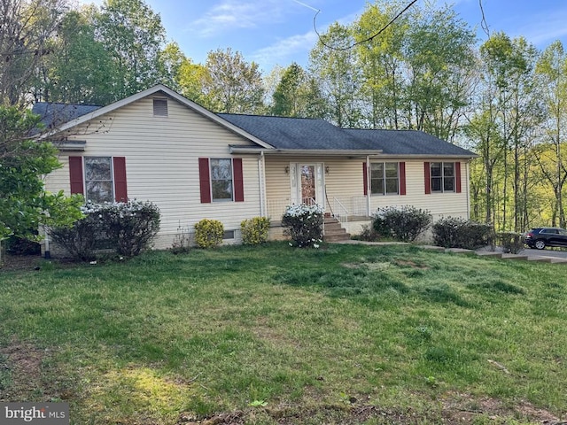 11068 Alum Springs Rd, Culpeper, VA 22701 - ranch-style home with a front lawn and crawl space