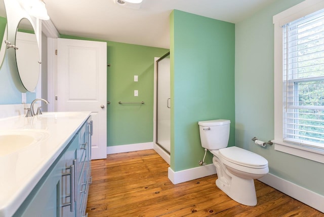2860 Uphill Dr, Broadway, VA 22815 - full bath with toilet, baseboards, wood finished floors, and a stall shower