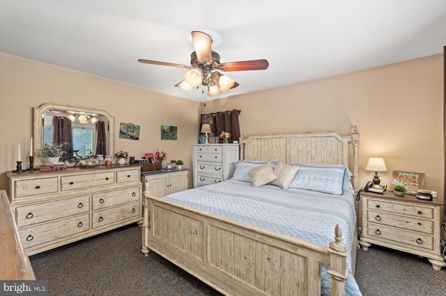 1117 Poor House Rd, Banco, VA 22711 - bedroom with dark colored carpet and a ceiling fan