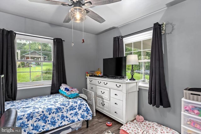 1117 Poor House Rd, Banco, VA 22711 - bedroom with dark wood finished floors and a ceiling fan