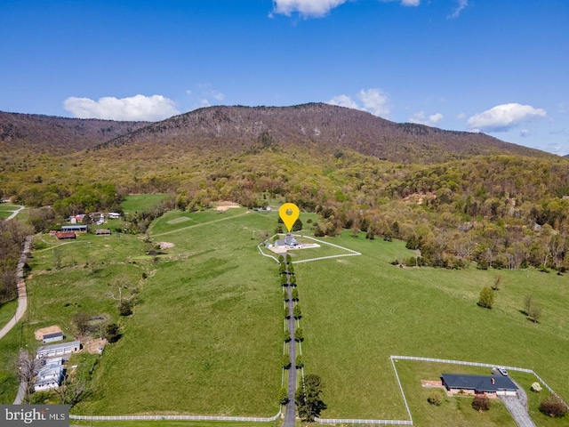 bird's eye view with a mountain view