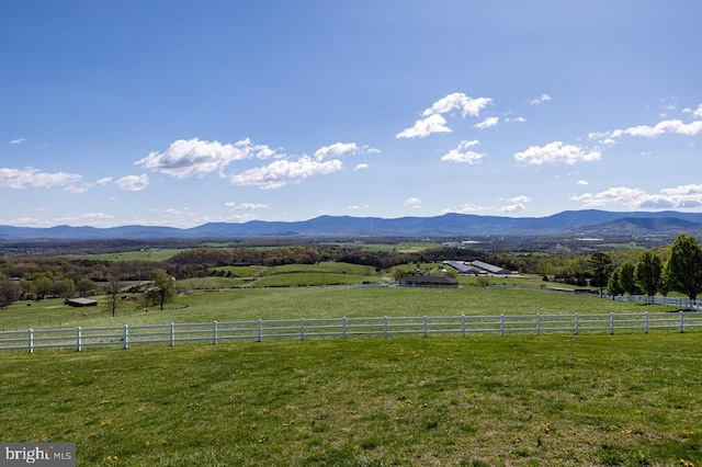 view of mountain feature with a rural view