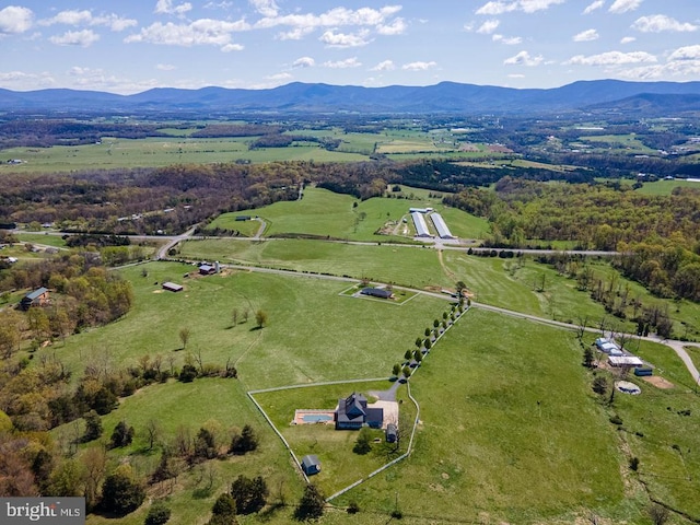 aerial view with a rural view and a mountain view