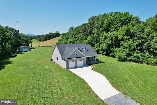 1835 Mill Creek Xrds, Luray, VA 22835 - view of front of property with concrete driveway, stone siding, a front yard, and a garage