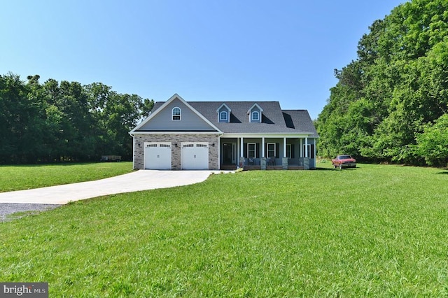 1835 Mill Creek Xrds, Luray, VA 22835 - view of front of property with driveway, a front yard, a porch, and an attached garage