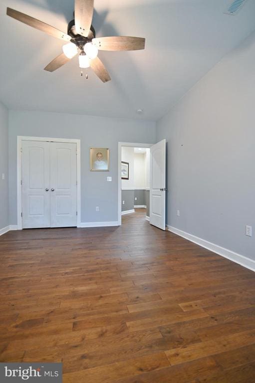 1835 Mill Creek Xrds, Luray, VA 22835 - unfurnished living room featuring a ceiling fan and dark wood-style flooring