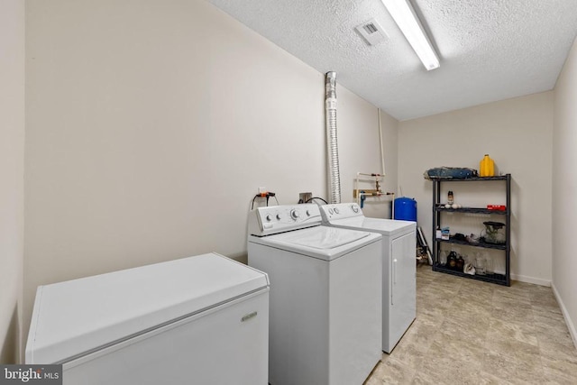 468 George James Loop, Radiant, VA 22732 - laundry room with laundry area, a textured ceiling, visible vents, separate washer and dryer, and baseboards