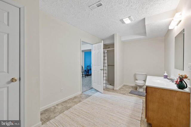 468 George James Loop, Radiant, VA 22732 - full bathroom featuring toilet, a textured ceiling, visible vents, a shower stall, and vanity