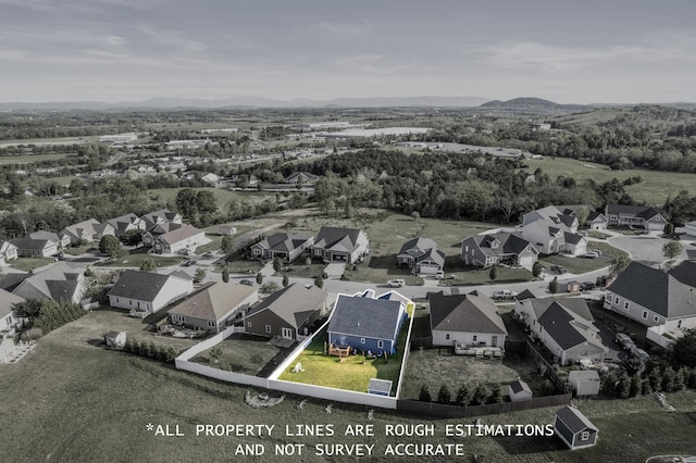 109 Beauregard Dr, Staunton, VA 24401 - aerial view of residential area with a mountain backdrop and property parcel outlined