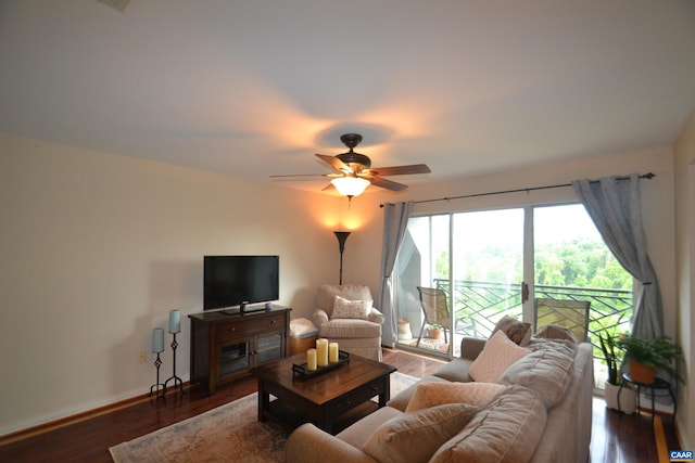 1606 Monticello Ave Unit G, Charlottesville, VA 22902 - living room with a ceiling fan and wood finished floors