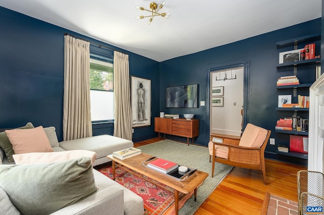living room with wood finished floors