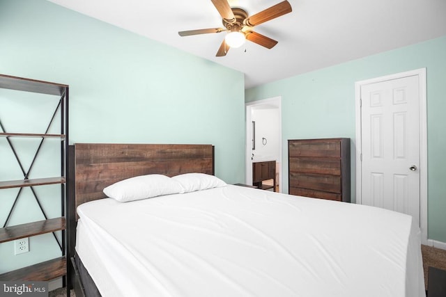 167 Fairview Rd, Louisa, VA 23093 - bedroom featuring ensuite bath, carpet floors, and ceiling fan