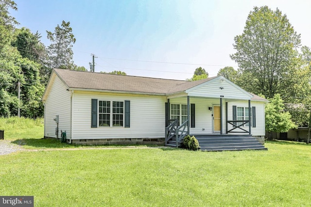 167 Fairview Rd, Louisa, VA 23093 - view of front of home featuring a porch, crawl space, a front lawn, and roof with shingles