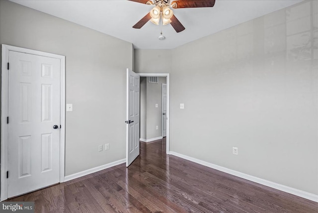 6903 Quitman Dr, Fredericksburg, VA 22407 - unfurnished bedroom with wood finished floors, baseboards, and a ceiling fan